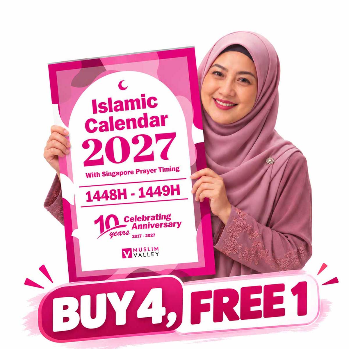 2027 Islamic Wall Calendar (Buy 4, Free 1)