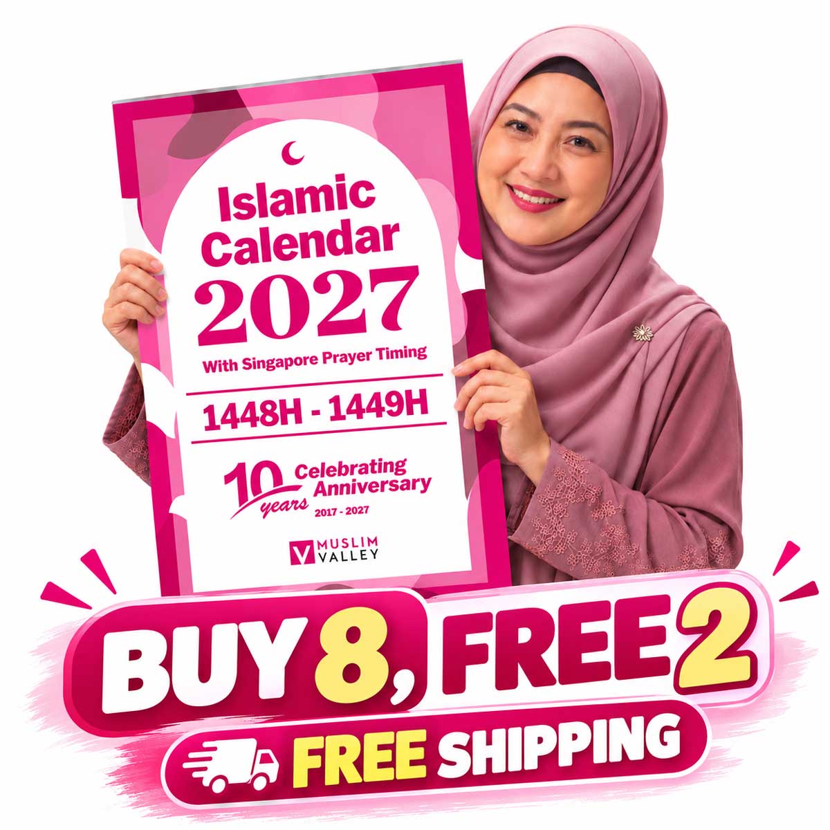 2027 Islamic Wall Calendar (Buy 8, Free 2) + Free Shipping