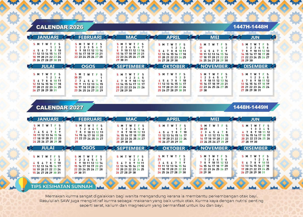 2026 Islamic Table Calendar